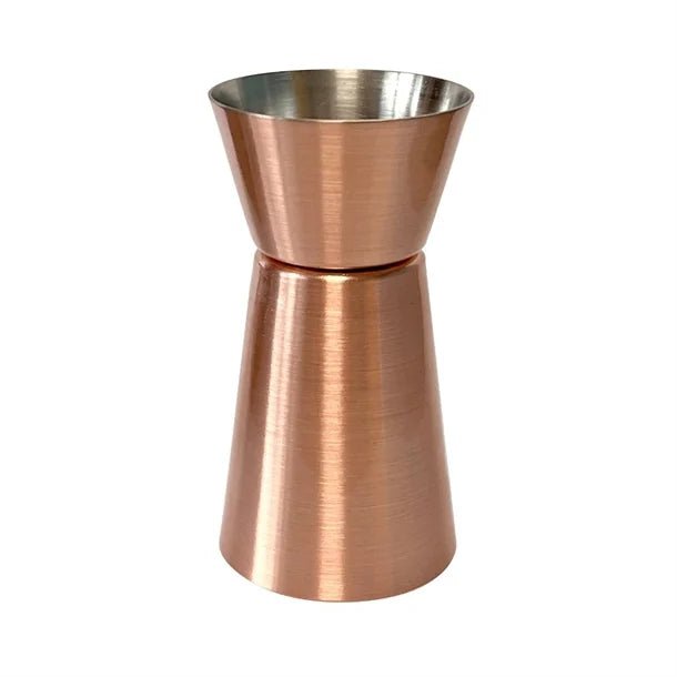 Professional copper - plated jigger 25/50ml from Cocktail Garnishes UK