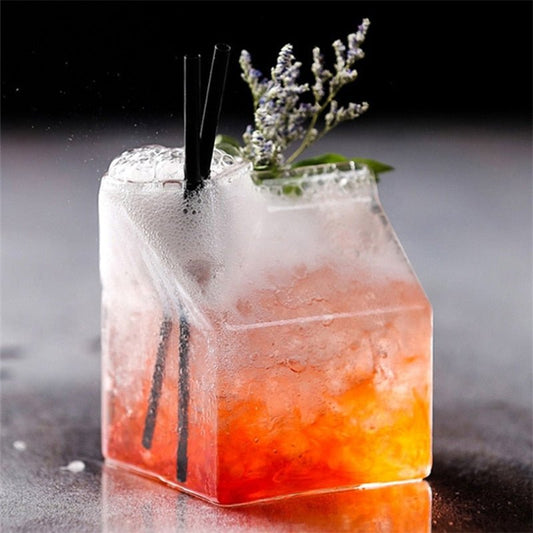 Milk Carton Cocktail Glass from Cocktail Garnishes UK