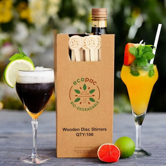 Wooden Disc Cocktail Stirrers (x100) from Cocktail Garnishes UK